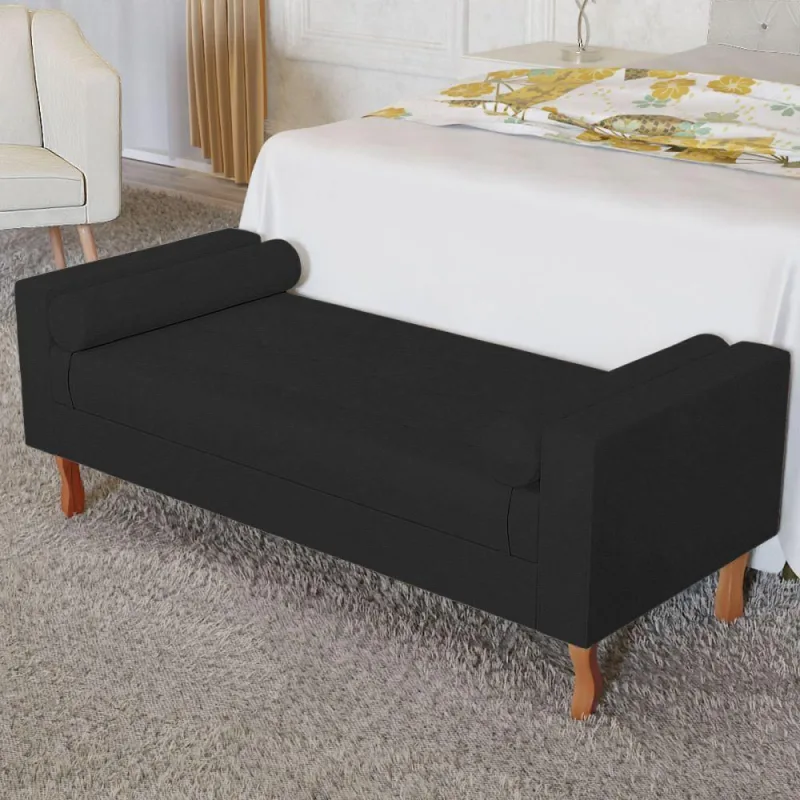 Recamier Baú Félix Solteiro 100cm Corano Preto - OUTRAS