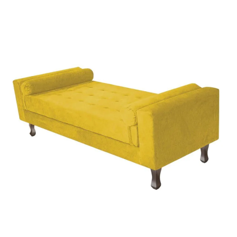 Recamier Baú Félix Solteiro 140cm Suede Amarelo - OUTRAS - Colchões