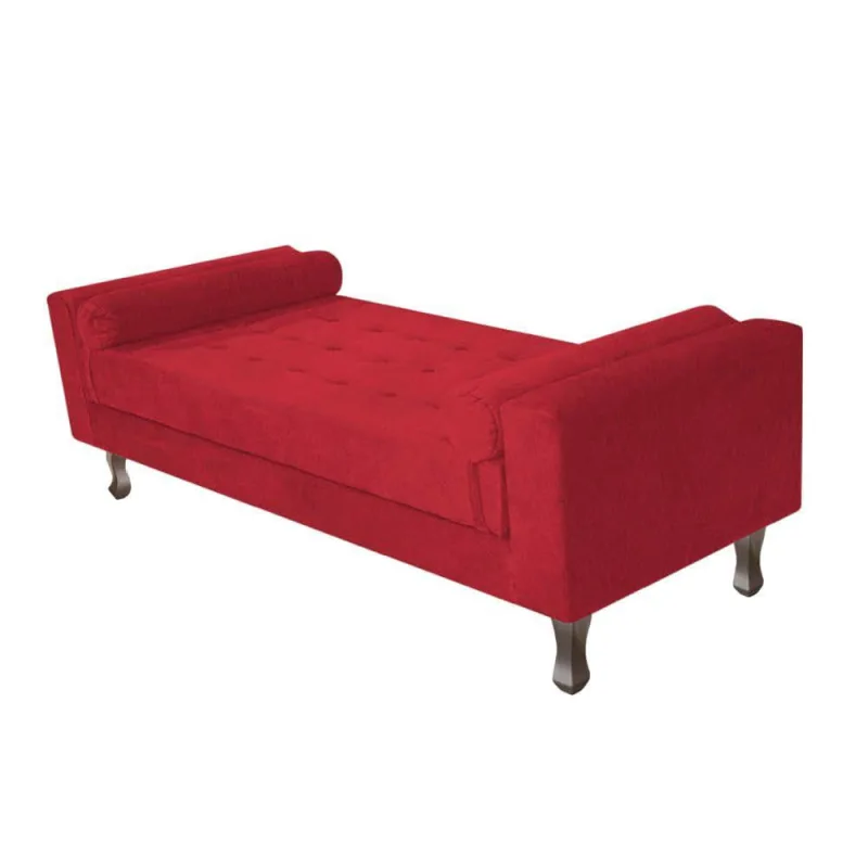 Recamier Baú Félix Solteiro 140cm Suede Vermelho - OUTRAS