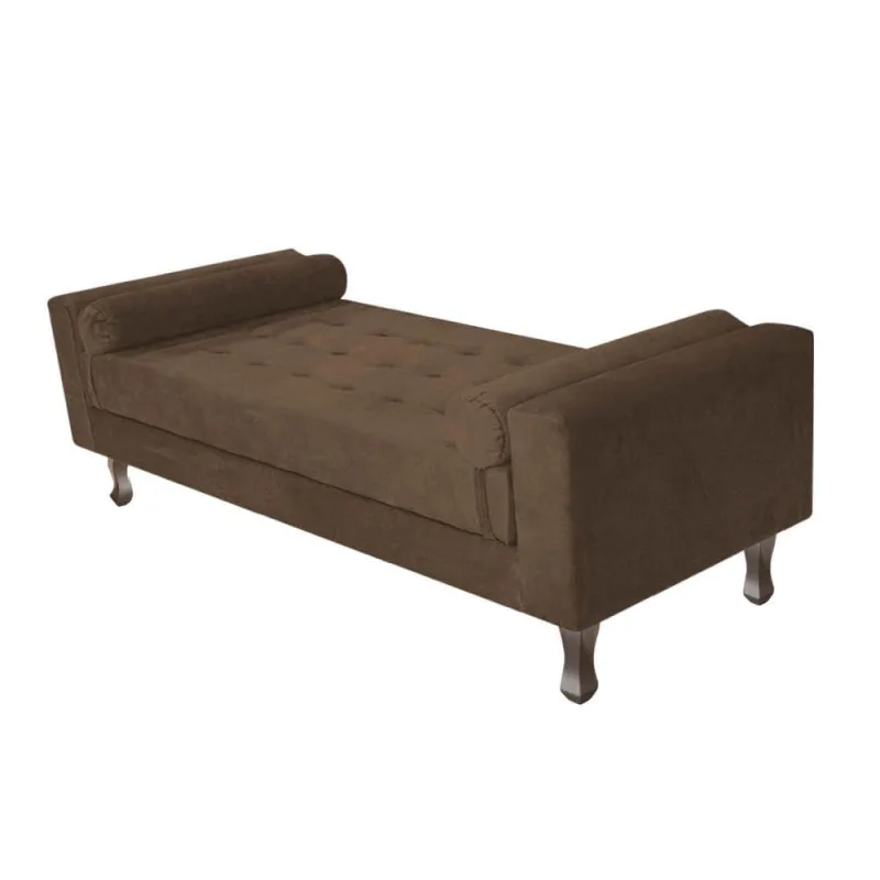 Recamier Baú Félix Solteiro 160cm Suede Marrom - OUTRAS