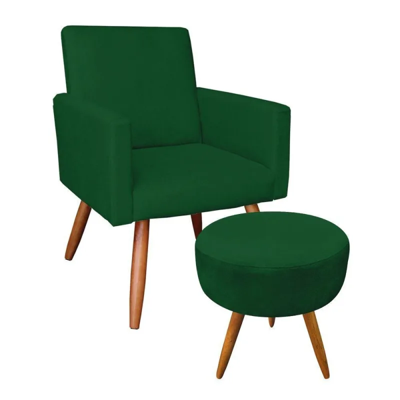Kit Poltrona E Puff Redonda e Verde - OUTRAS