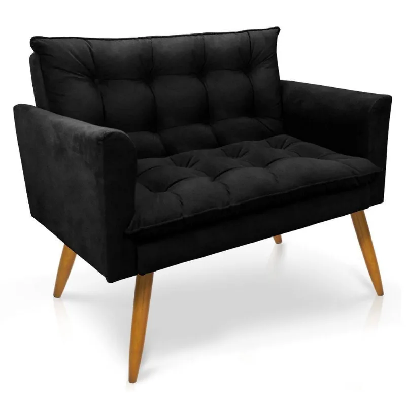 Namoradeira 2 Lugares Olivia Suede Preto Pallazio