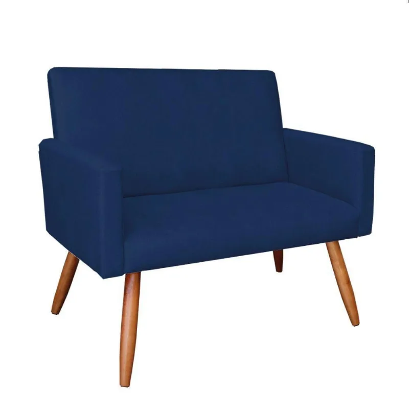 Namoradeira Veludo Pés Palito Castanho Azul Marinho