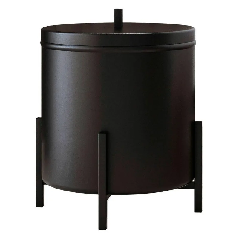 Lixeira De Banheiro Eleganza 6 Litros Metal Preto