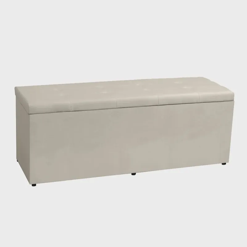 Calçadeira Recamier Baú Queen 1,60m Berlim Suede Bege - Pallazio - Não Disponível