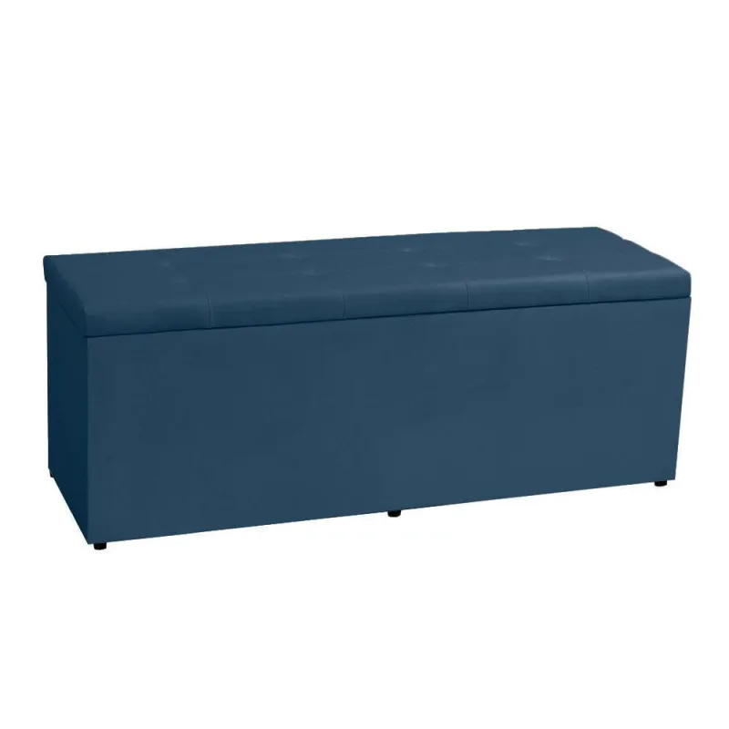 Calçadeira Recamier Baú Queen 1,60m Berlim Suede - Pallazio Cor Azul Marinho - Não Disponível - Móveis
