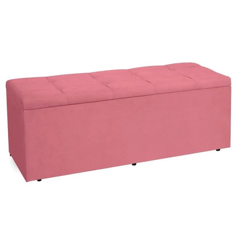 Calçadeira Recamier Baú Solteiro 0,90m Roma Suede Rosa - Pallazio - Não Disponível