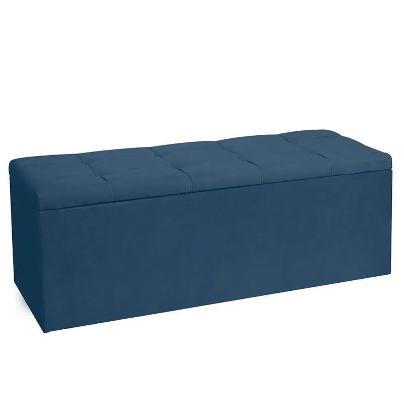 Calçadeira Recamier Baú Queen 1,60m Roma Suede Azul Marinho - Pallazio - Não Disponível - Móveis