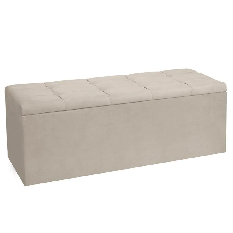 Calçadeira Recamier Baú King 1,95m Roma Suede Bege - Pallazio - Não Disponível - Móveis