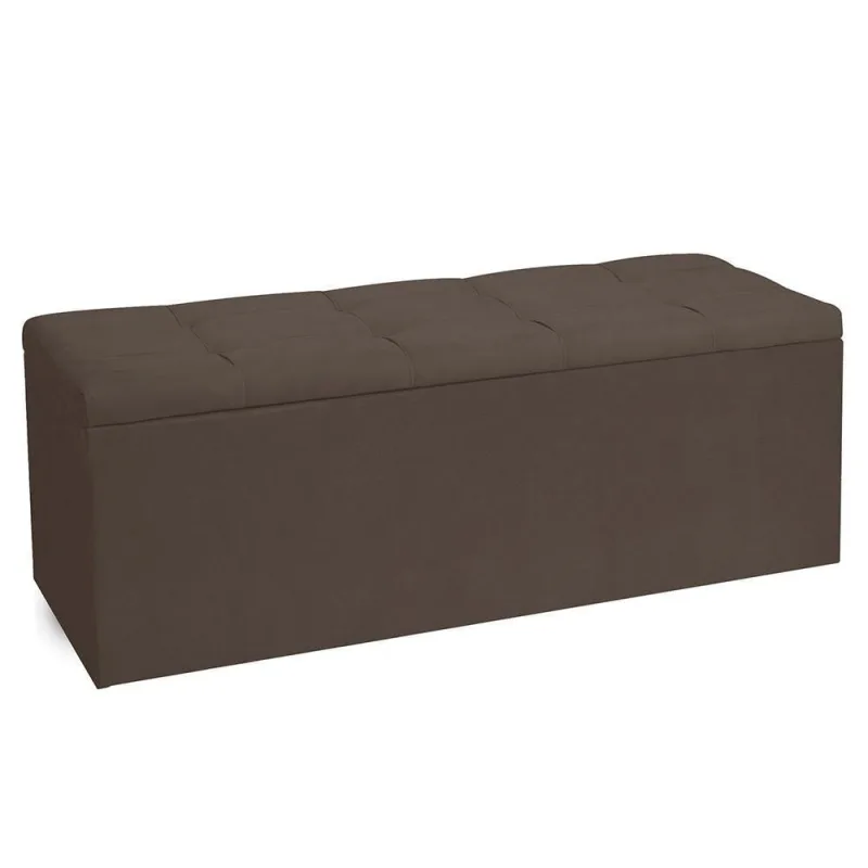 Calçadeira Recamier Baú King 1,95m Roma Suede - Pallazio Cor Marrom - Não Disponível