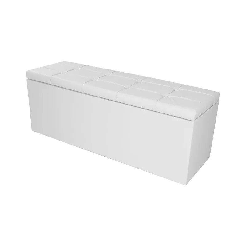 Calçadeira Recamier Baú Casal 1,40m Roma Corano Branco - Pallazio - Não Disponível