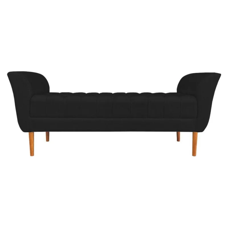 Calçadeira Recamier Casal 1,50m Londres Veludo - Pallazio Preto - Não Disponível