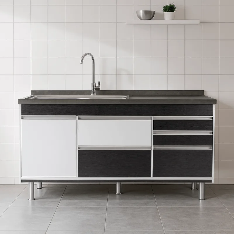 Gabinete Cozinha Viseu 175cm Cromo Sem Pia Corso