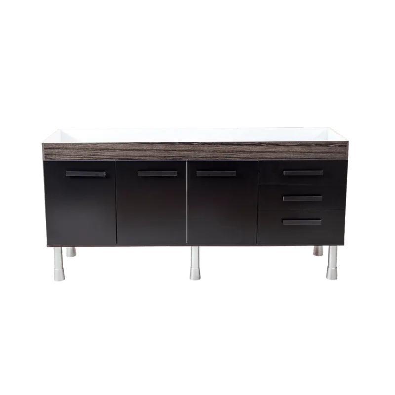 Gabinete Cozinha Rio 174cm Castanho Com Preto Fosco Sem Pia Corso
