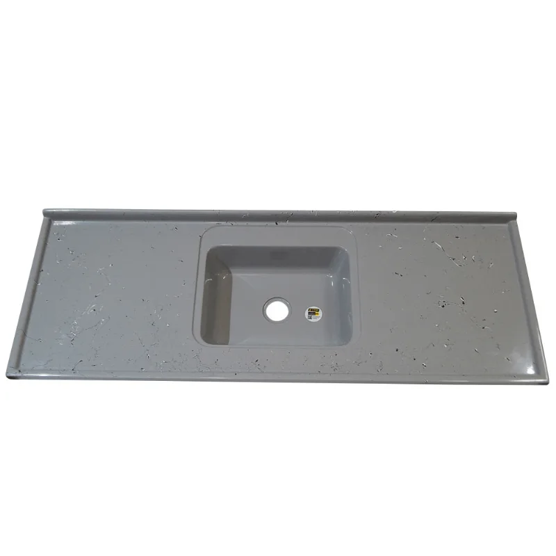 Pia Granitada 1.50x3 1/2" Frontao Alto Cinza Corso