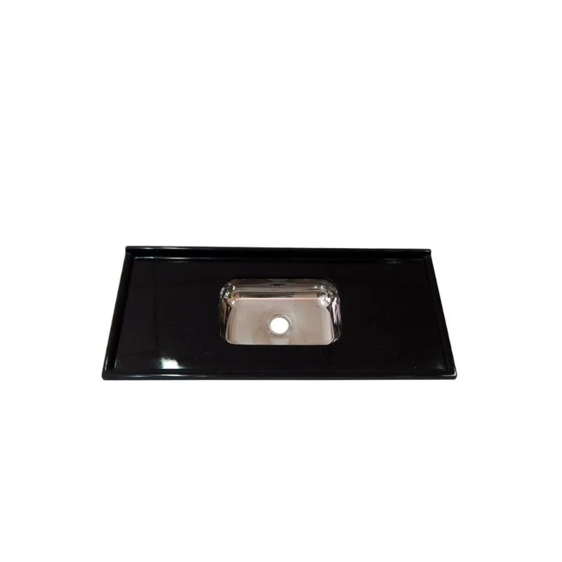 Pia Marmorite 1.20m Com Cuba Inox Preto Corso