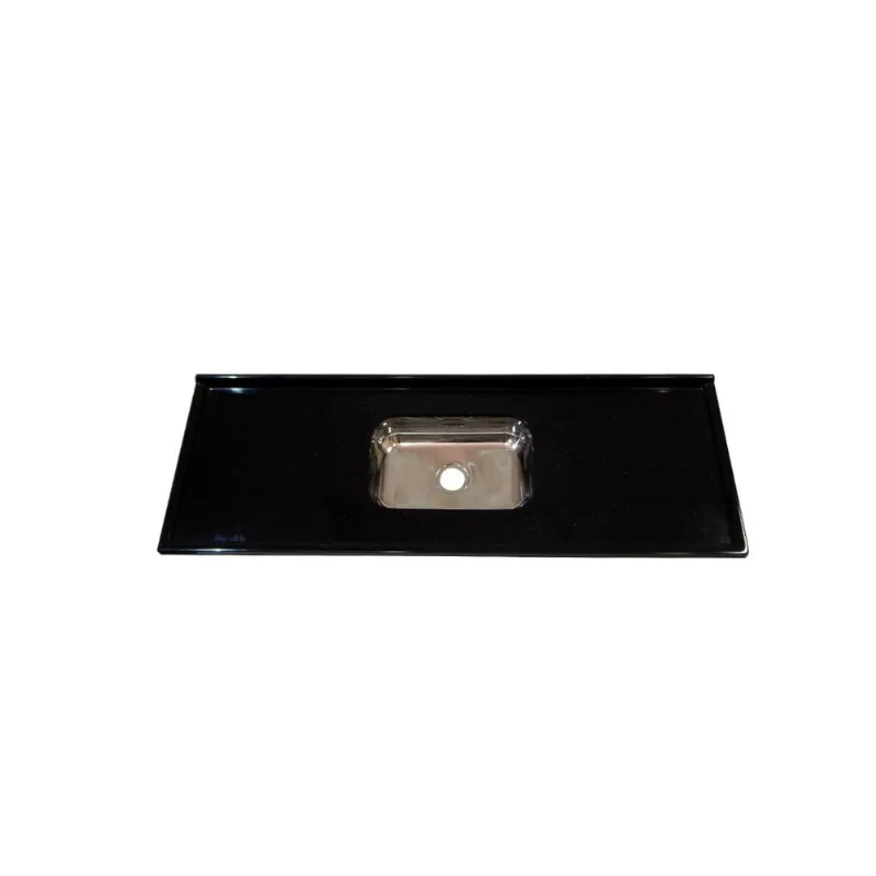 Pia Marmorite 1.50m Com Cuba Inox Preto Corso