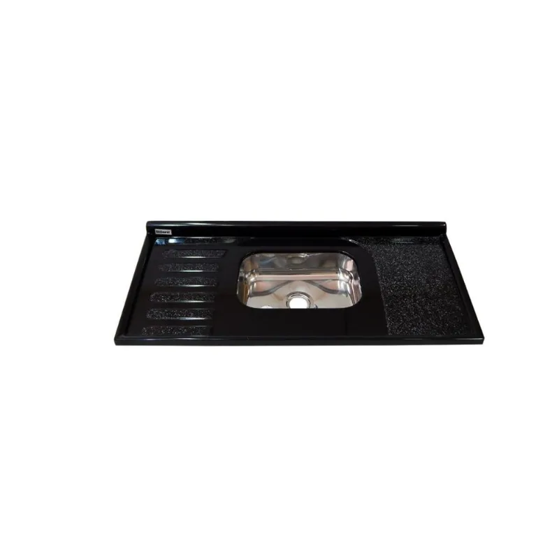 Pia Isocril 1.20m Com Cuba Inox Preto Corso