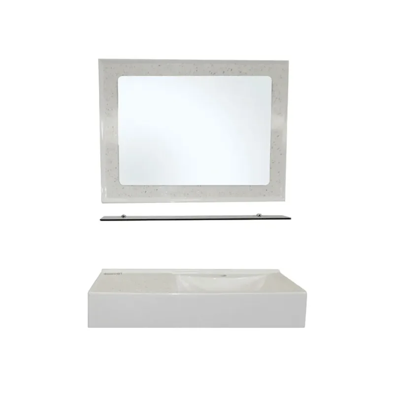 Kit Caribe 64cm Branco Com 3 Peças (Lavatório Isocril + Espelheira Isocril + Aparador) Corso