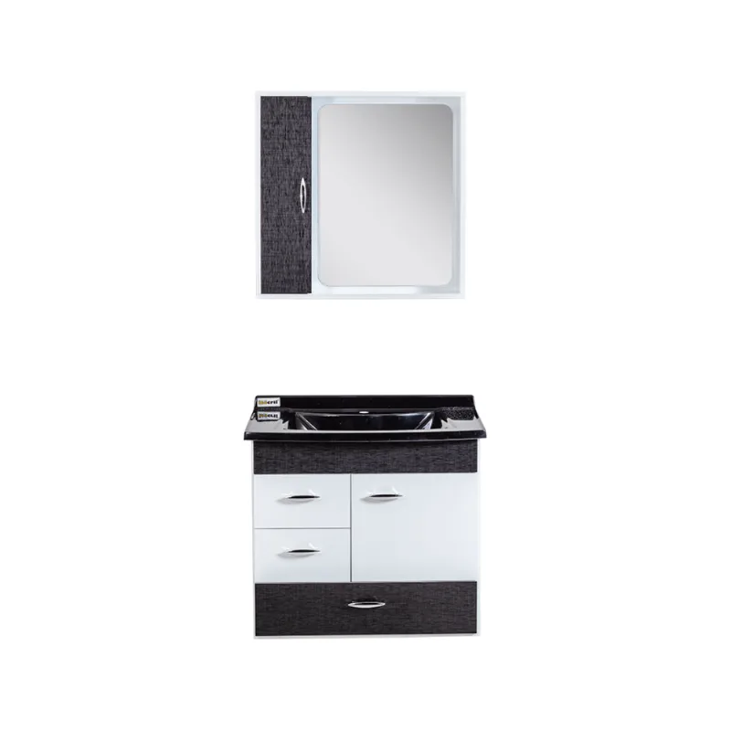 Kit Santarem 62cm Com 3 Peças (Espelheira + Lavátorio Preto + Toucador) Cromo Corso