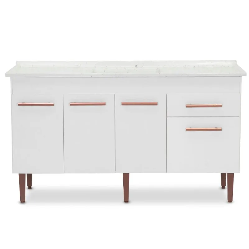 Gabinete Cozinha Valen 144cm Branco Sem Pia Corso