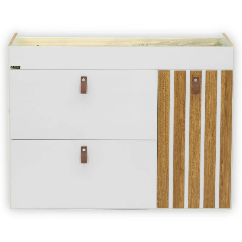 Toucador Pina 78cm Freijo/Branco Fosco Sem Cuba Corso