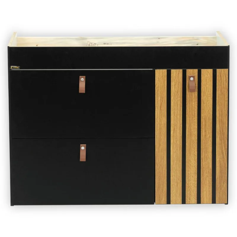 Toucador Pina 78cm Freijo/Preto Fosco Sem Cuba Corso