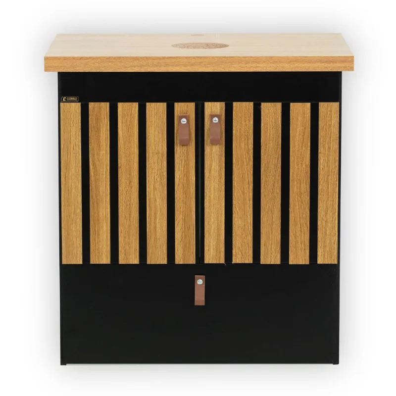 Conjunto Alba 58cm Com 2 Peças (Touc+Tampo) Freijo Com Preto Fosco Sem Cuba Corso