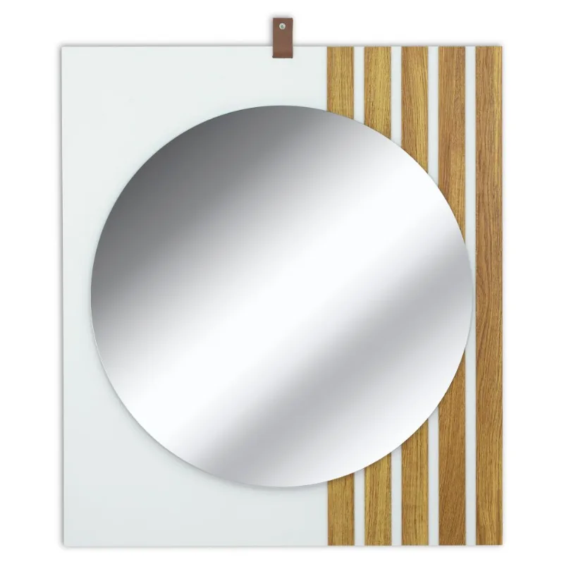 Espelheira Organi Quadrada 66x75cm Branco Fosco Com Freijo Corso