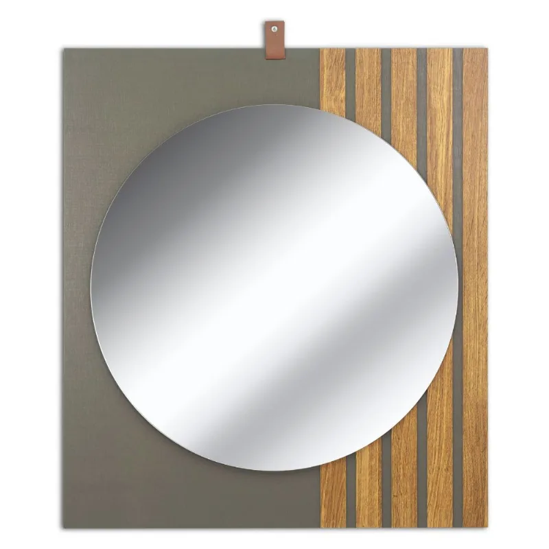 Espelheira Organi Quadrada 66x75cm Cinza Fosco Com Freijo Corso