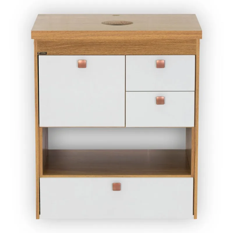 Toucador Gianni 61cm Freijo/Branco Fosco Sem Cuba Corso