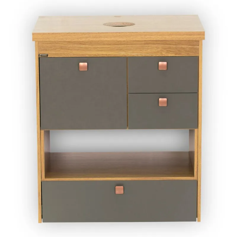 Toucador Gianni 61cm Freijo/Cinza Fosco Sem Cuba Corso