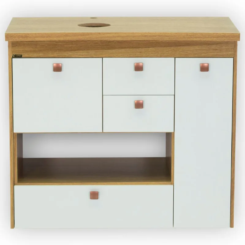 Toucador Gianni 81cm Freijo/Branco Fosco Sem Cuba Corso