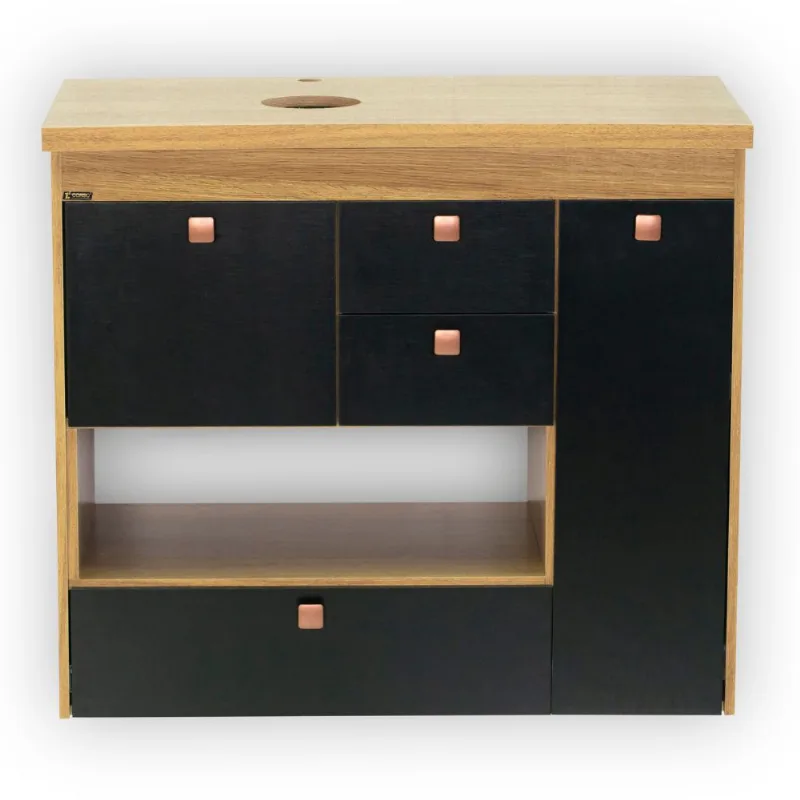 Toucador Gianni 81cm Freijo/Preto Fosco Sem Cuba Corso