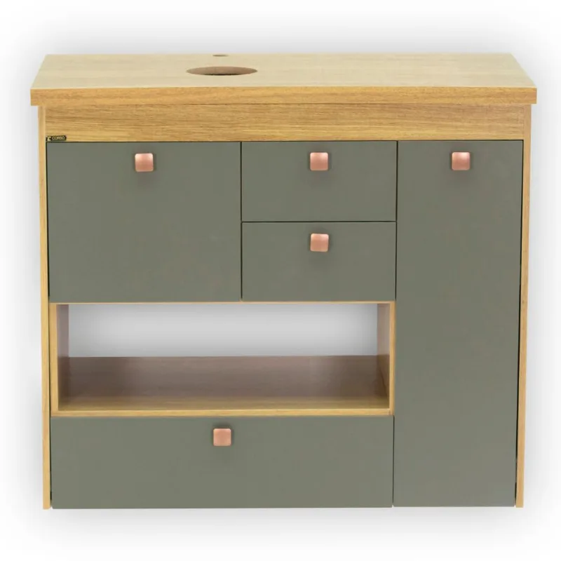 Toucador Gianni 81cm Freijo/Cinza Fosco Sem Cuba Corso