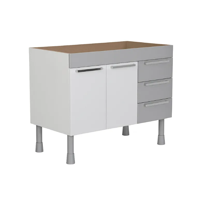 Gabinete Cozinha Pratik 1.00m Branco Com Cinza Corso