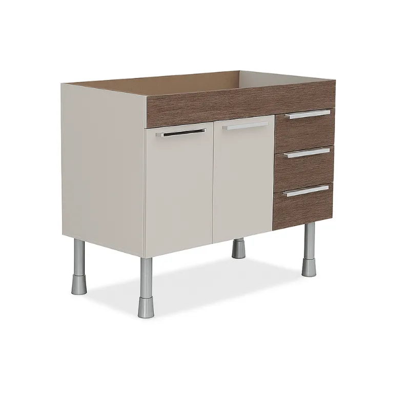 Gabinete Cozinha Pratik 1.00m Nude Com Carvalho Corso