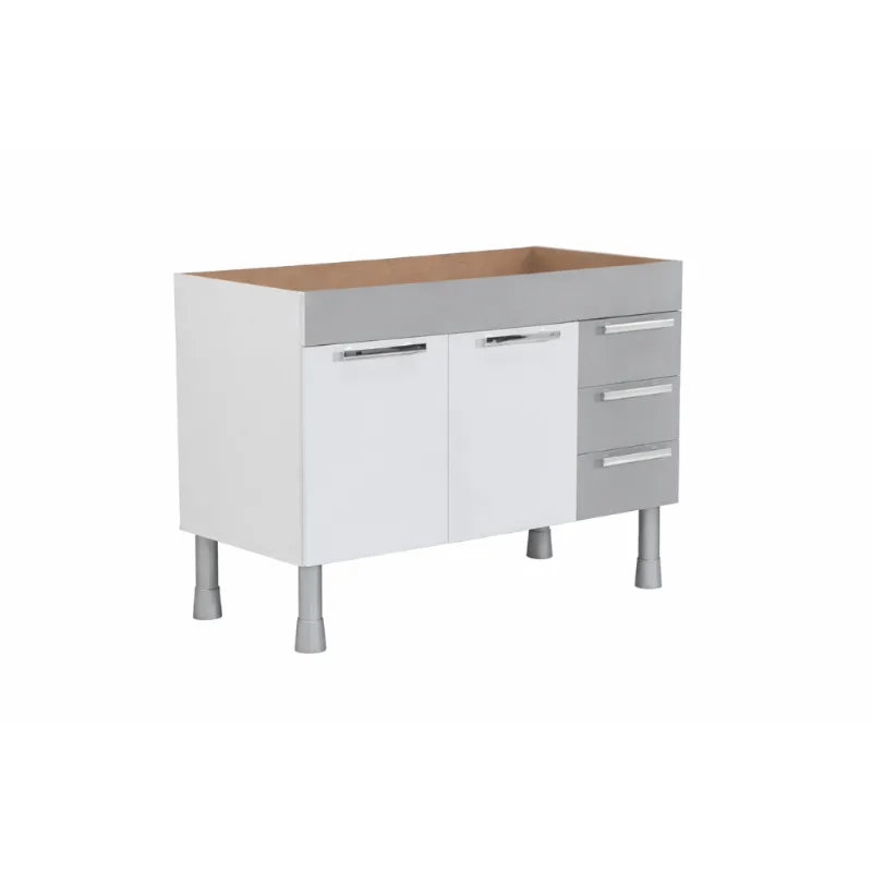 Gabinete Cozinha Pratik 1.20m Branco Com Cinza Corso