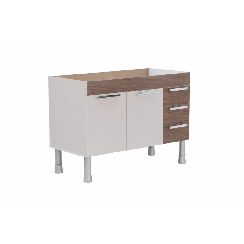 Gabinete Cozinha Pratik 1.20m Nude Com Carvalho Corso