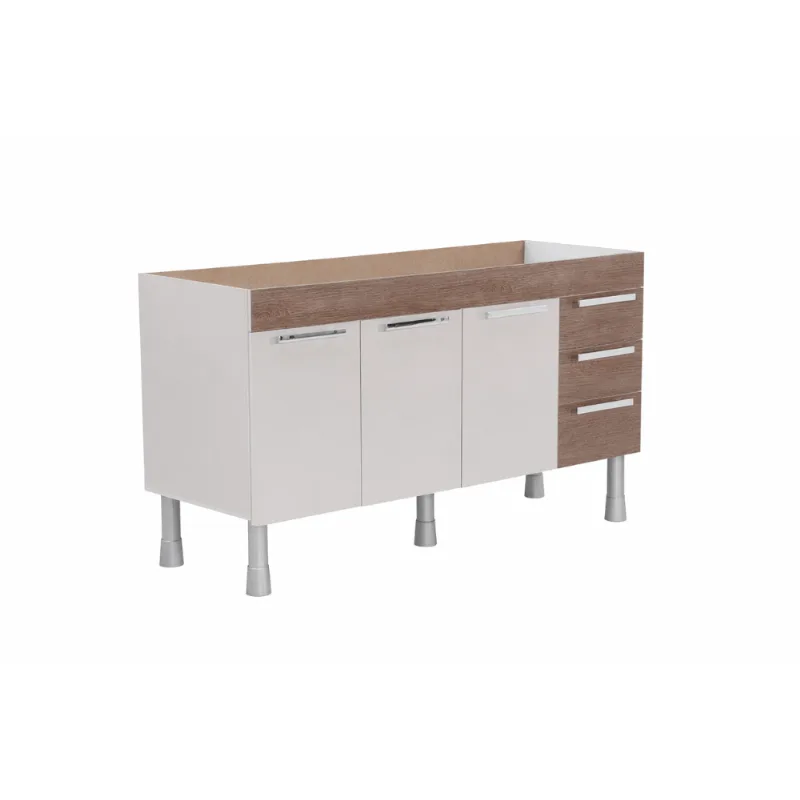Gabinete Cozinha Pratik 1.50m Nude Com Carvalho Corso