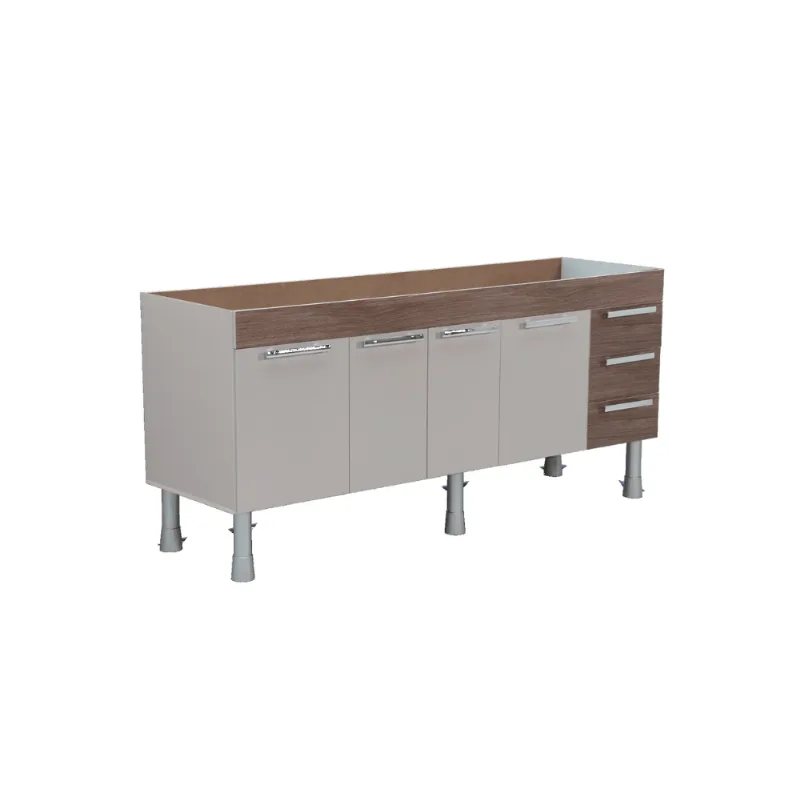 Gabinete Cozinha Pratik 1.80m Nude Com Carvalho Corso