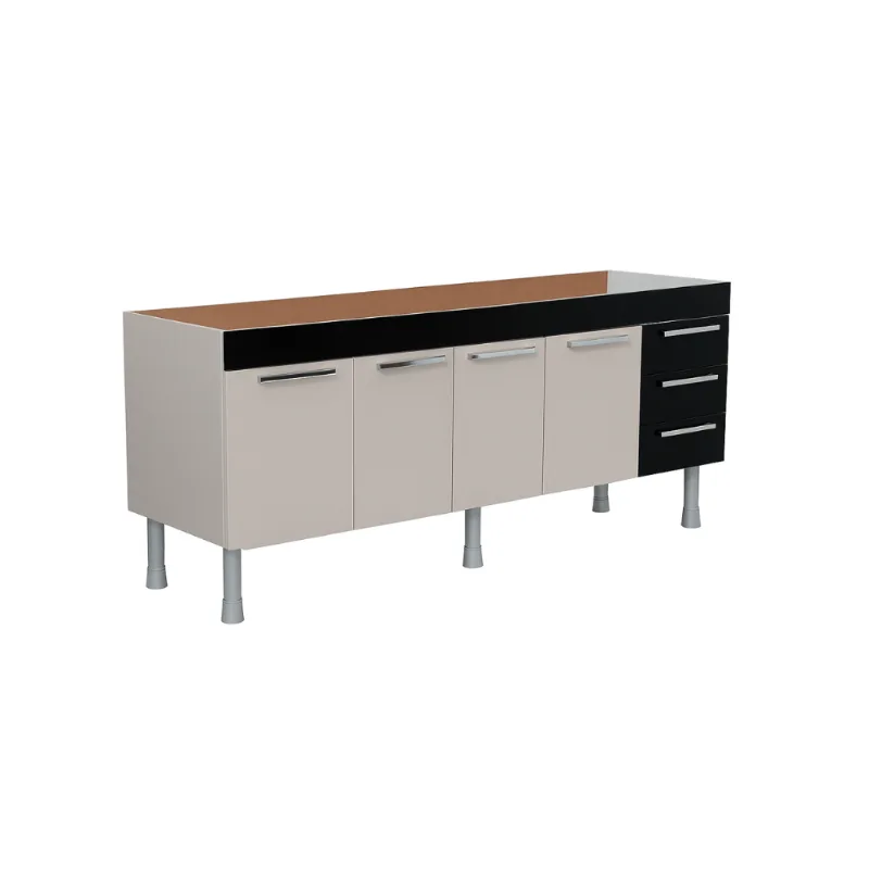 Gabinete Cozinha Pratik 1.80m Nude Com Preto Corso