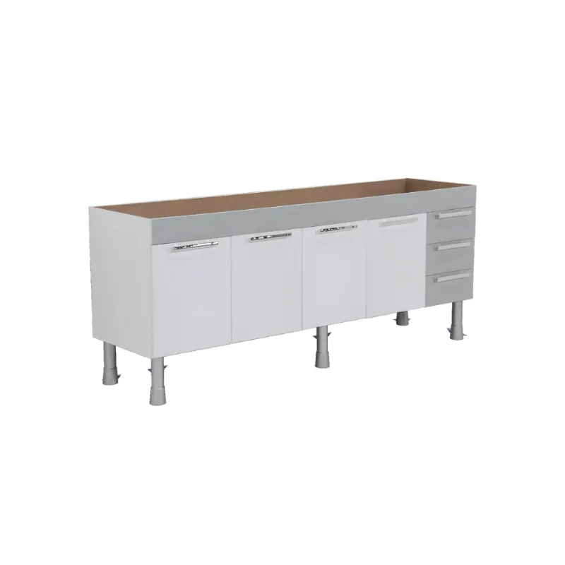 Gabinete Cozinha Pratik 2.00m Branco Com Cinza Corso