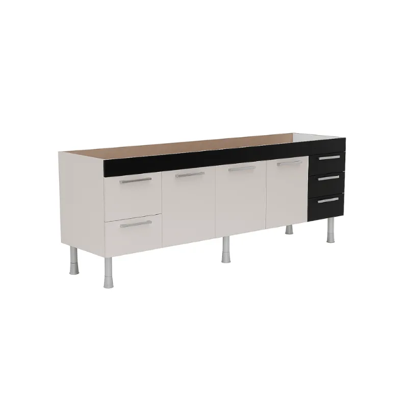 Gabinete Cozinha Pratik 2.00m Nude Com Preto Corso
