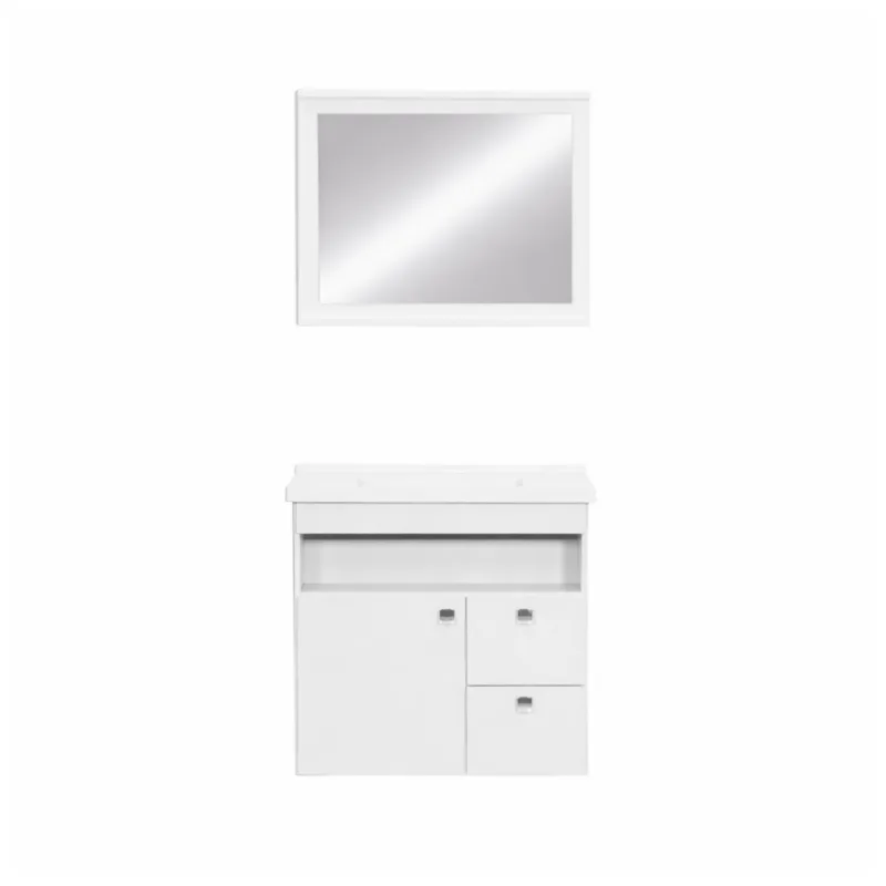 Kit Luna 60cm Branco Fosco Espelheira Lavatório Toucador Corso