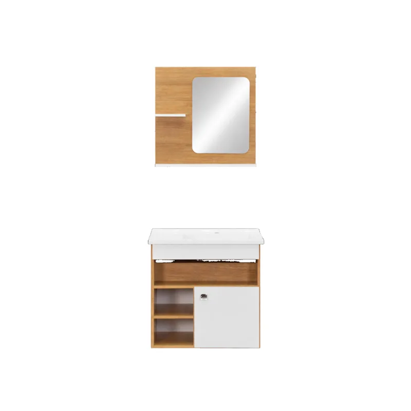 Kit Aura 55cm Freijó Com Branco Espelheira Lavatório Toucador Corso