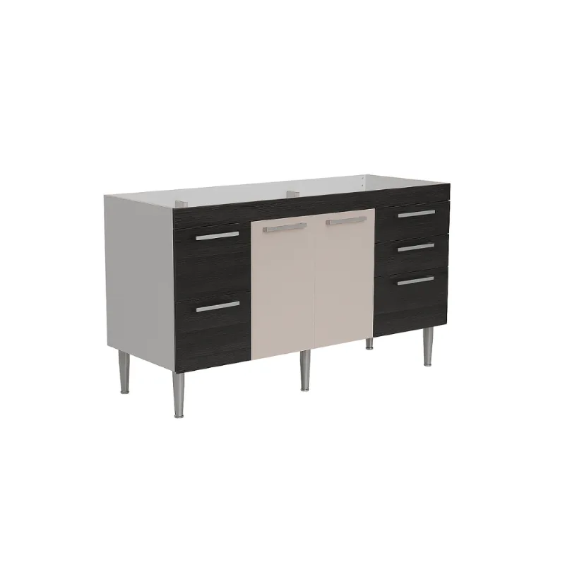 Gabinete Cozinha Vero 144cm Castanho Com Nude Corso