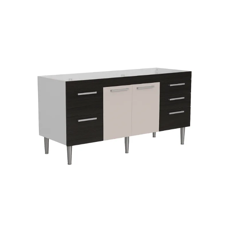 Gabinete Cozinha Vero 174cm Castanho Com Nude Corso