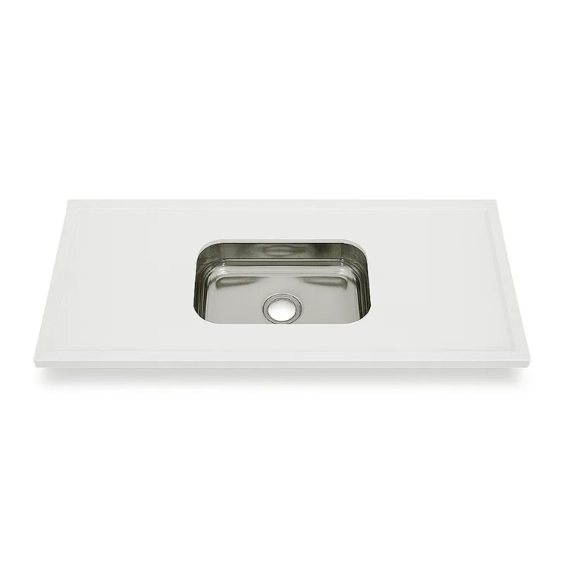 Pia Pré Moldada 150x53cm Cuba Inox Nero White Corso