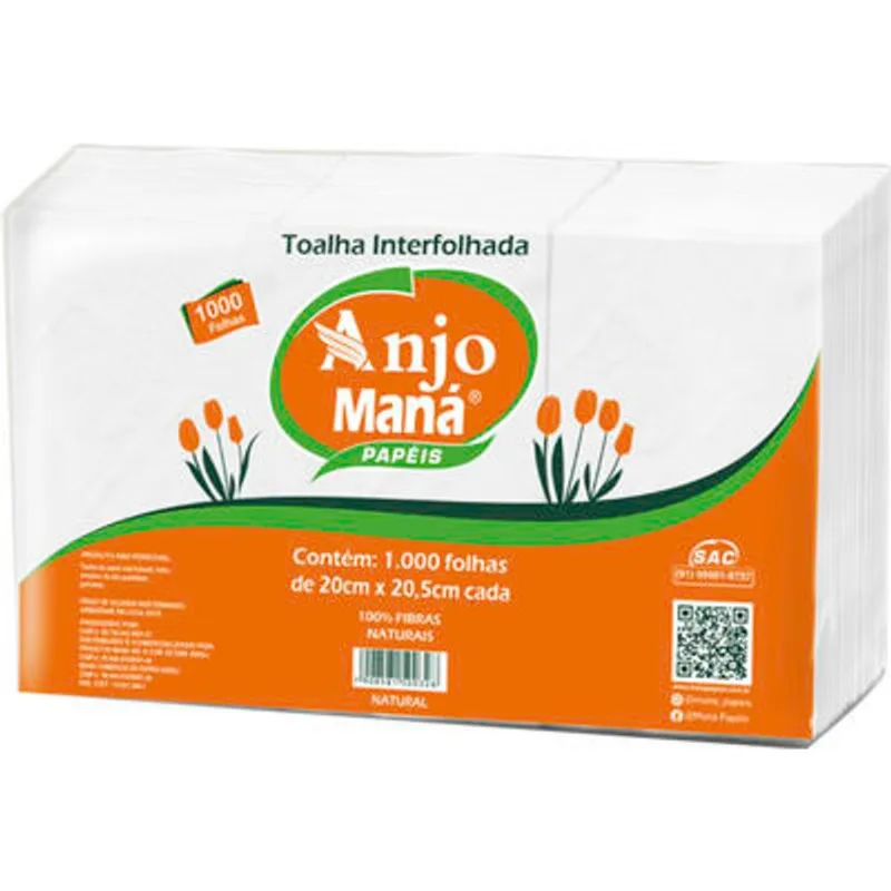 Toalha de Papel Anjo Maná Interfolha 1000 un